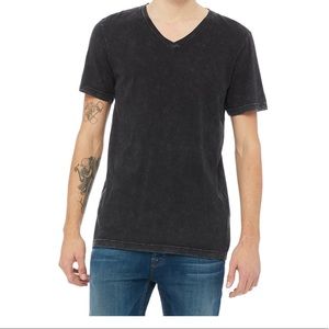 Unisex Black Mineral Wash V-Neck Blank Tee New Without Tags